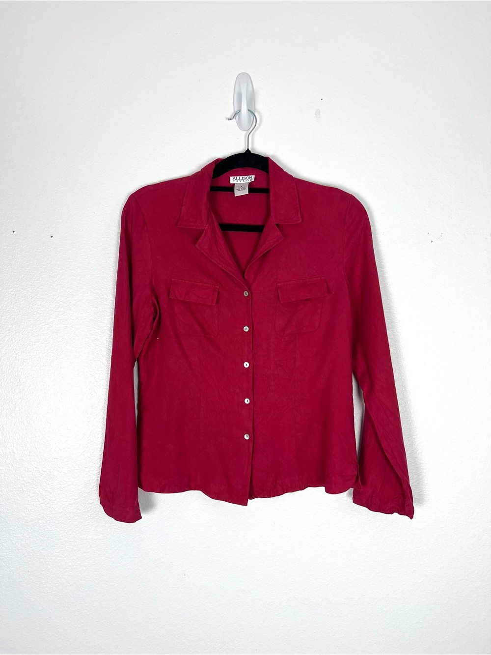 Allison Taylor Raspberry Red Button-Front Shirt - Picture 3 of 6
